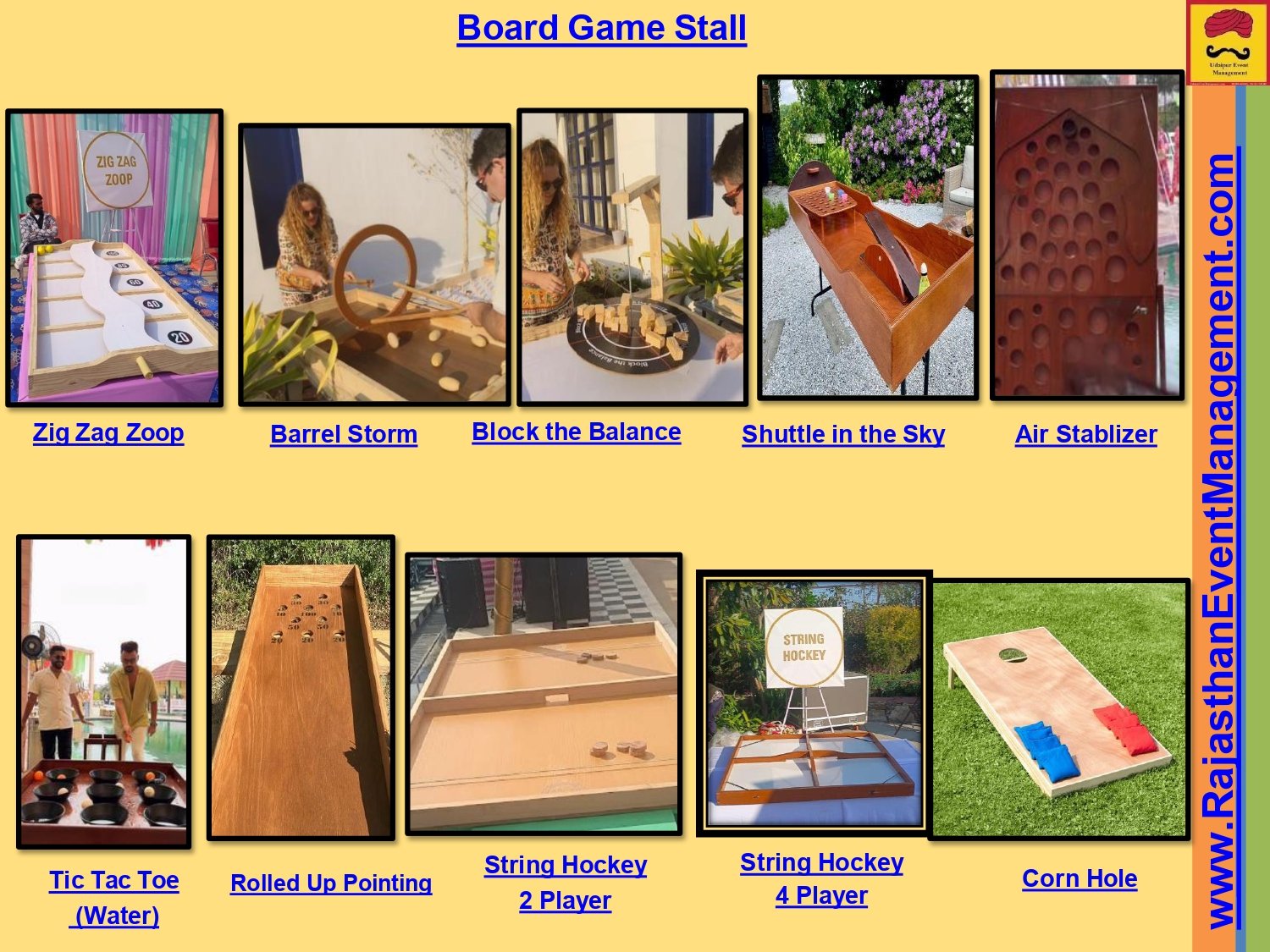 Wooden Board Games — Tic Tac Toe, String Hockey & Cornhole